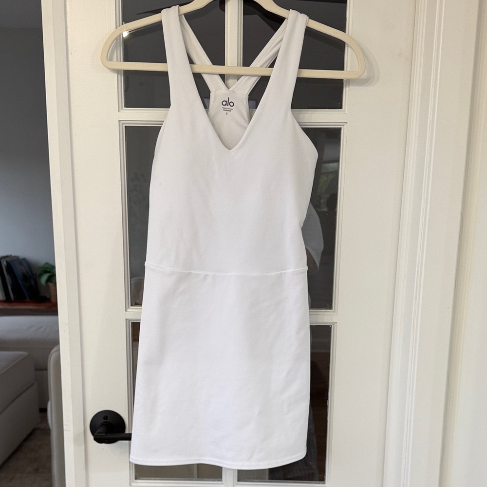 ALO Yoga White Cross-Back Tank Dress